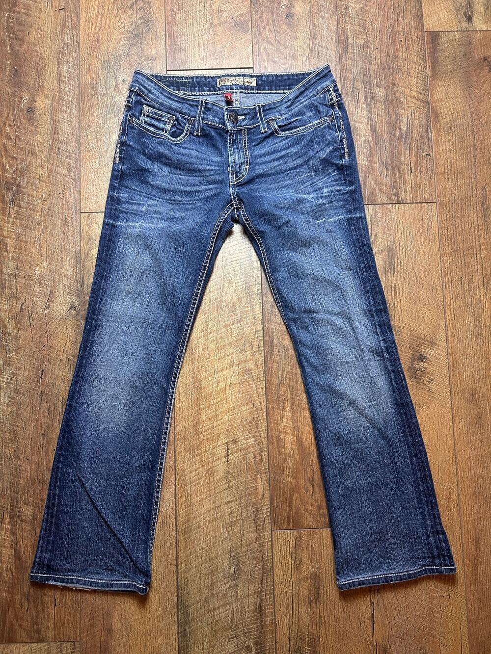 BKE Stella Bootcut Jeans 28x33.5 Low Rise Embroidered Back Flap Pockets Y2K